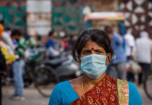 woman masked in street