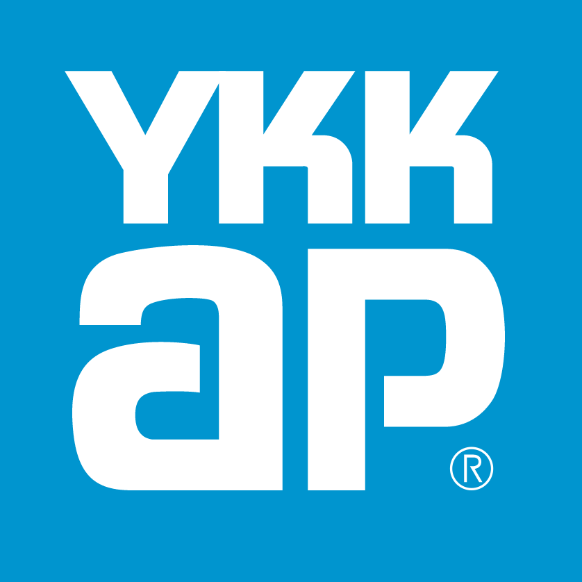 YKK AP logo: blue with white text.