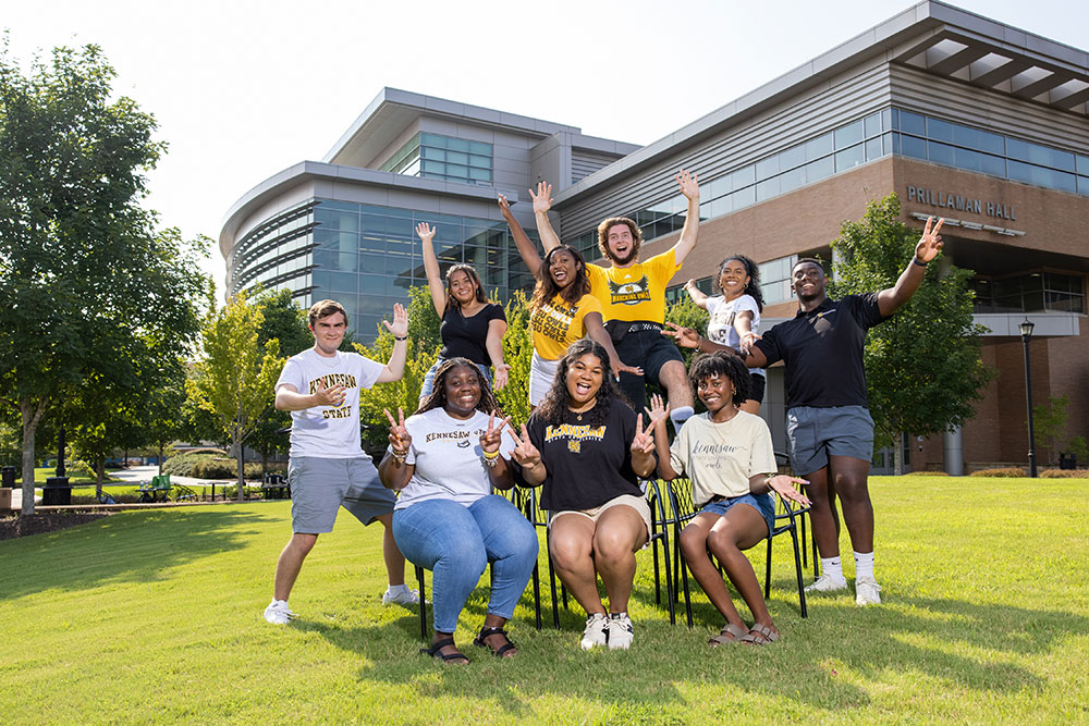 ksu student group representatives standing outside