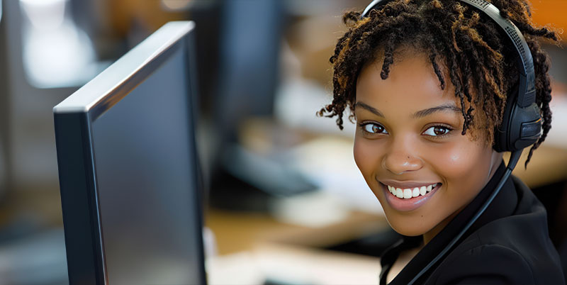 woman wearing a headset