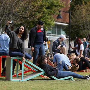 ksu students on campus lawn