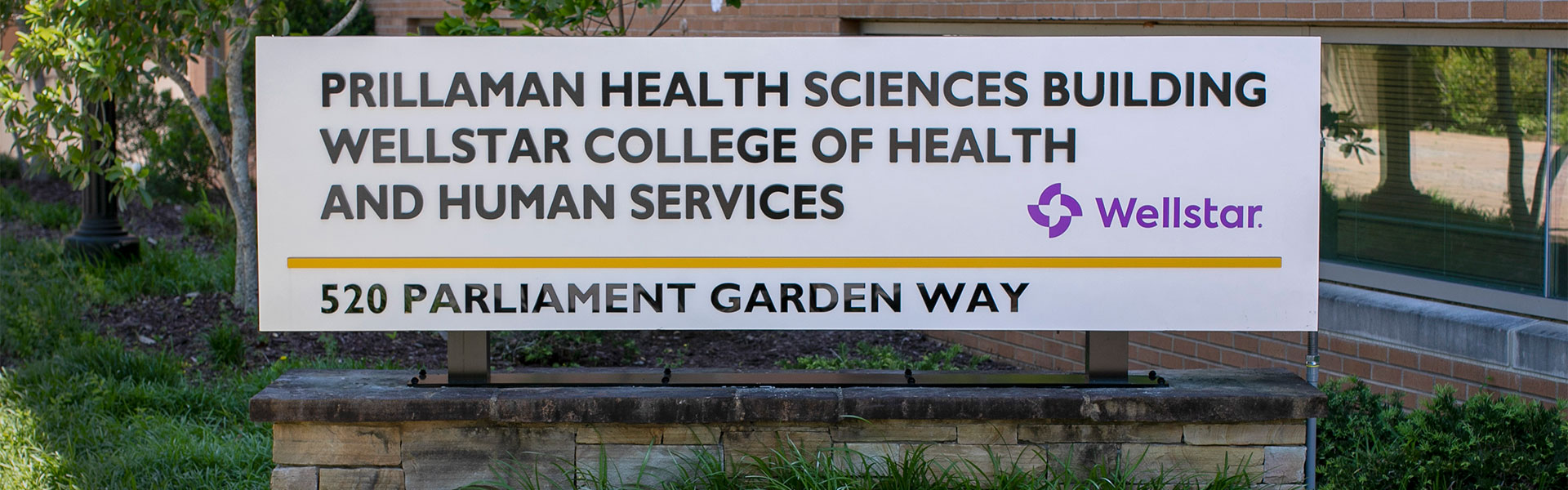 Prillaman Health Sciences Building Wellstar College of Health and Human Services sign.