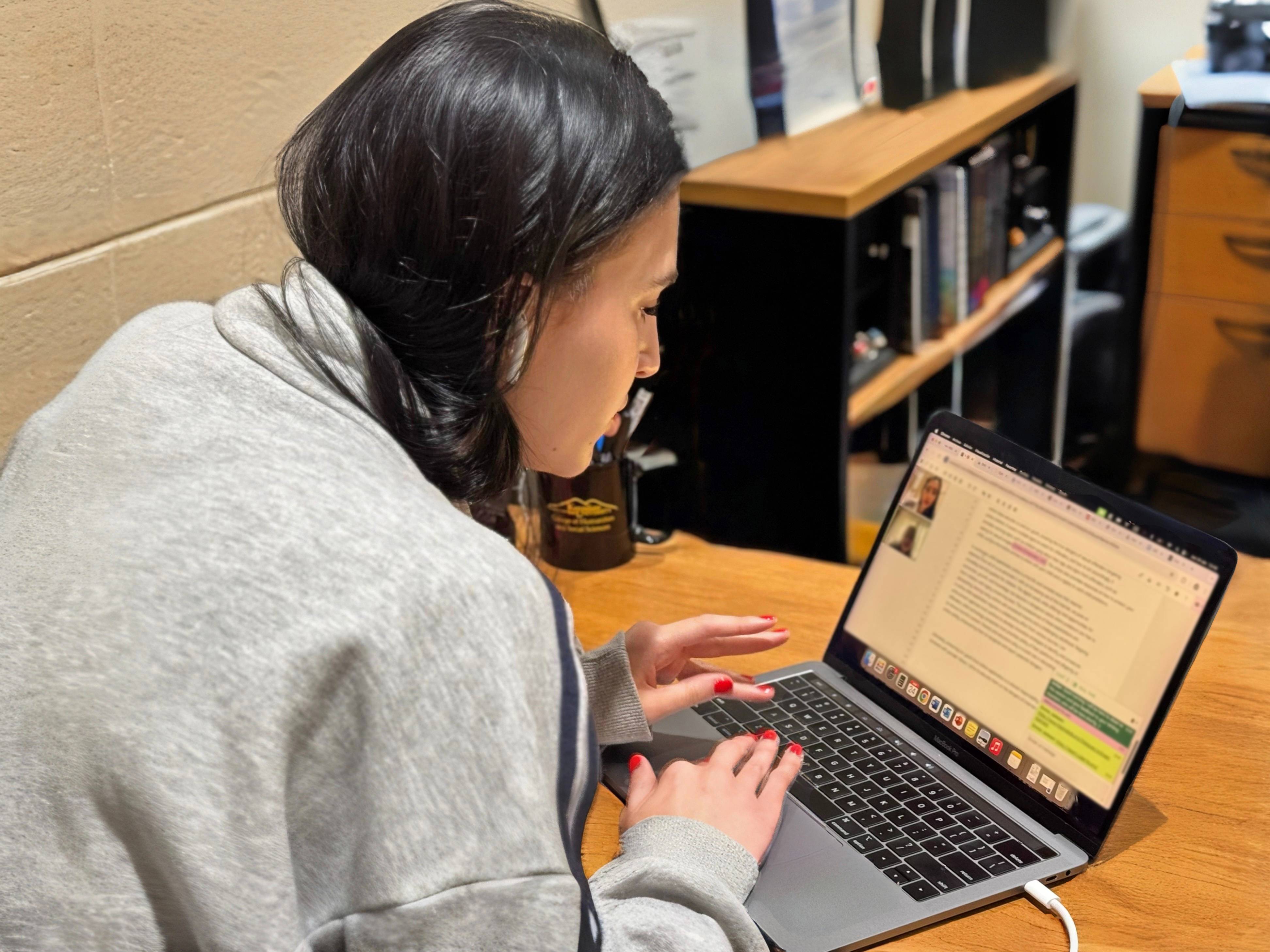 a writing assistant helping a student online