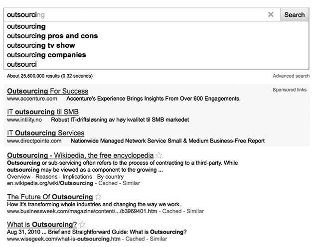 Outsourcing suggestions from Google