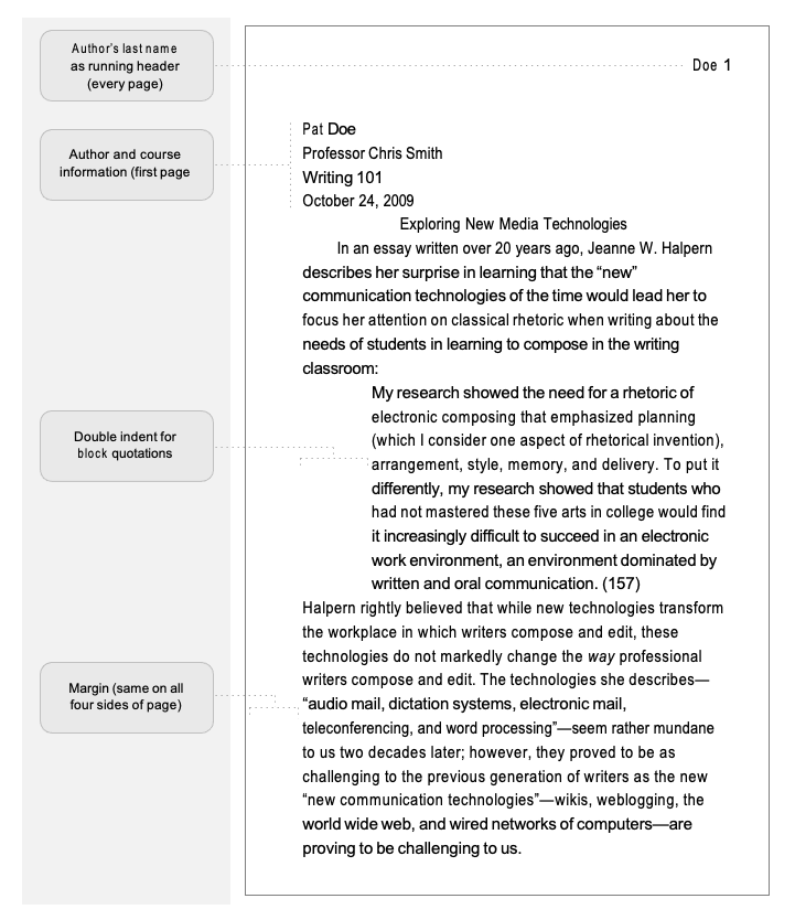 ection 4.1 of the MLA Handbook for information on margins.