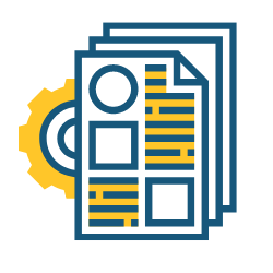 papers with a gear icon