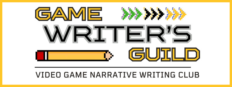 A logo for the writing centers club game writers guild